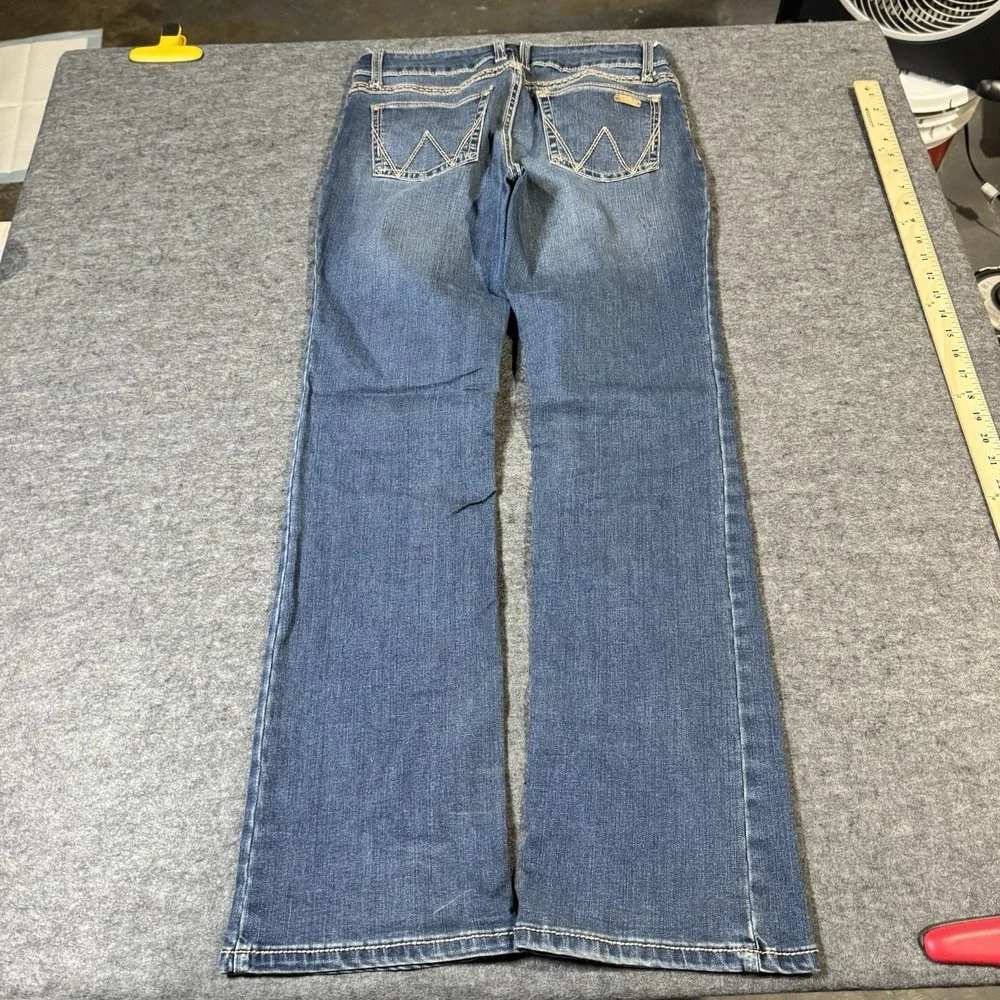 VTG Y2K Wrangler Womens Embroidered Boot Cut Jeans Size 7/8 x 32 Retro Grunge